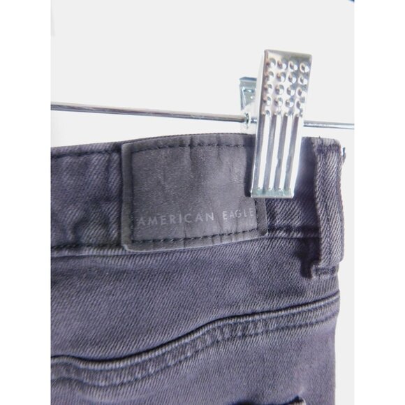 American Eagle Jeans Womens 2 Black Ripped Distressed Raw Hem Skinny Strigid - Picture 6 of 12